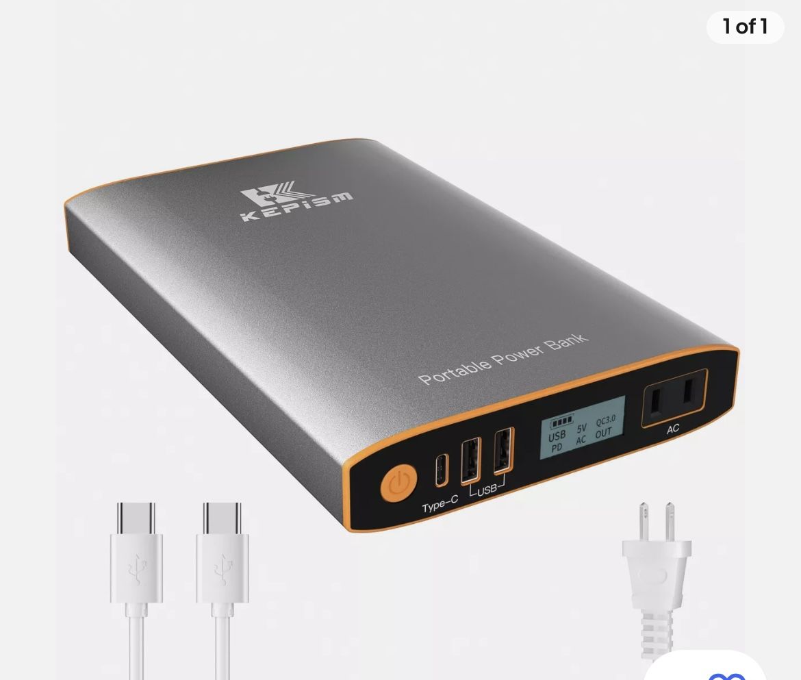 Portable Power Bank 100W 100Wh Type-c USB AC Home Camping Emergency Powerbank
