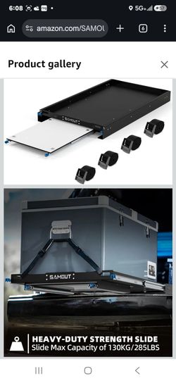 SAMOUT Fridge Slide with Chopping Board, Inner 29.2 x 18.7in, Vehicle Refrigerator Slider with 4 Buckle Straps