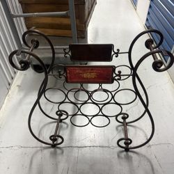 Chambertin Wrought Iron Wine Rack Metal Leaves 9 Bottle Storage
