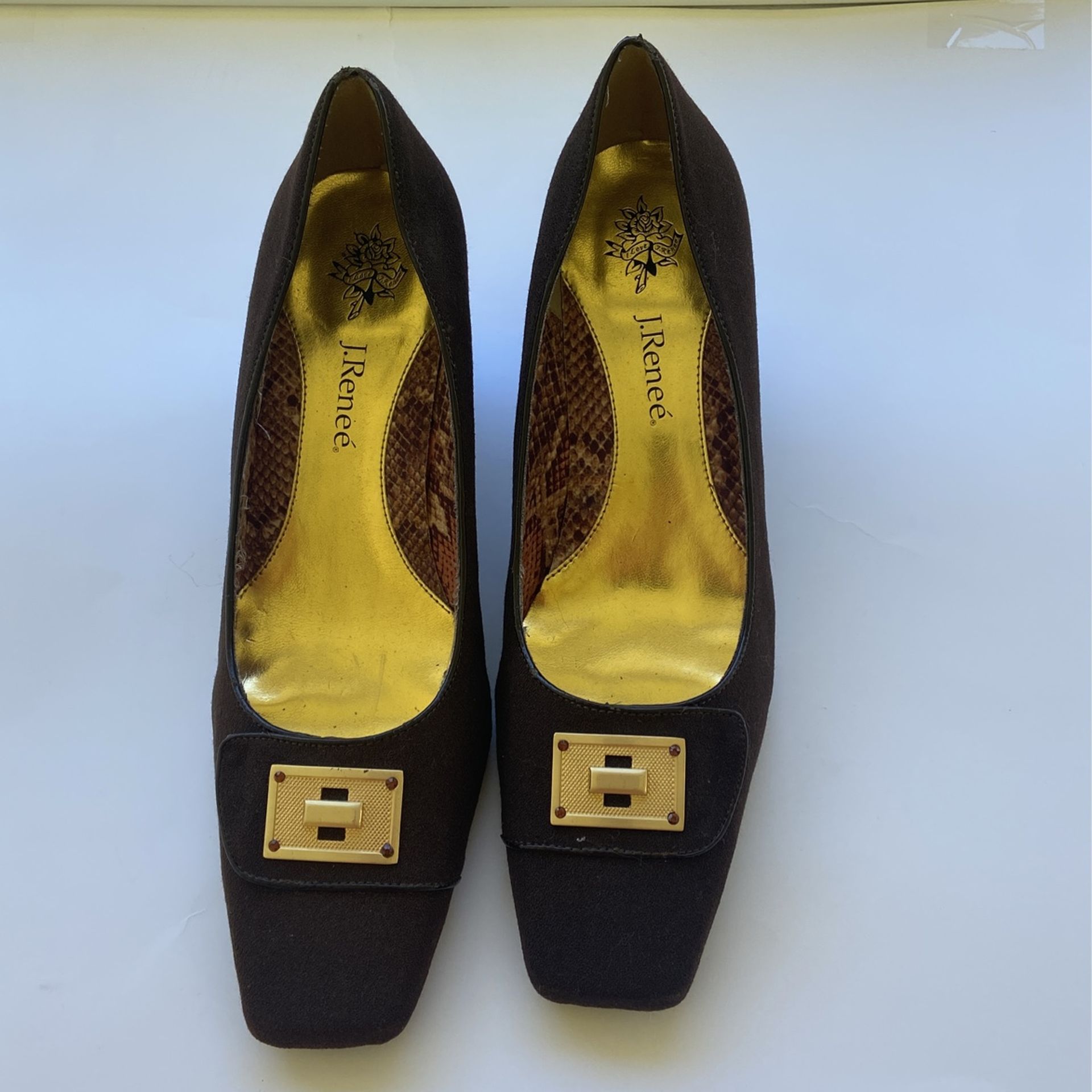 J. Renee Brown Heels With Gold Details. Size 11.