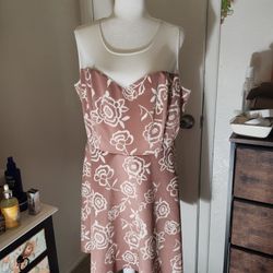 Semi Sheer Mesh Princess Neckline Embroidered Fit n Flare Dress 3X 