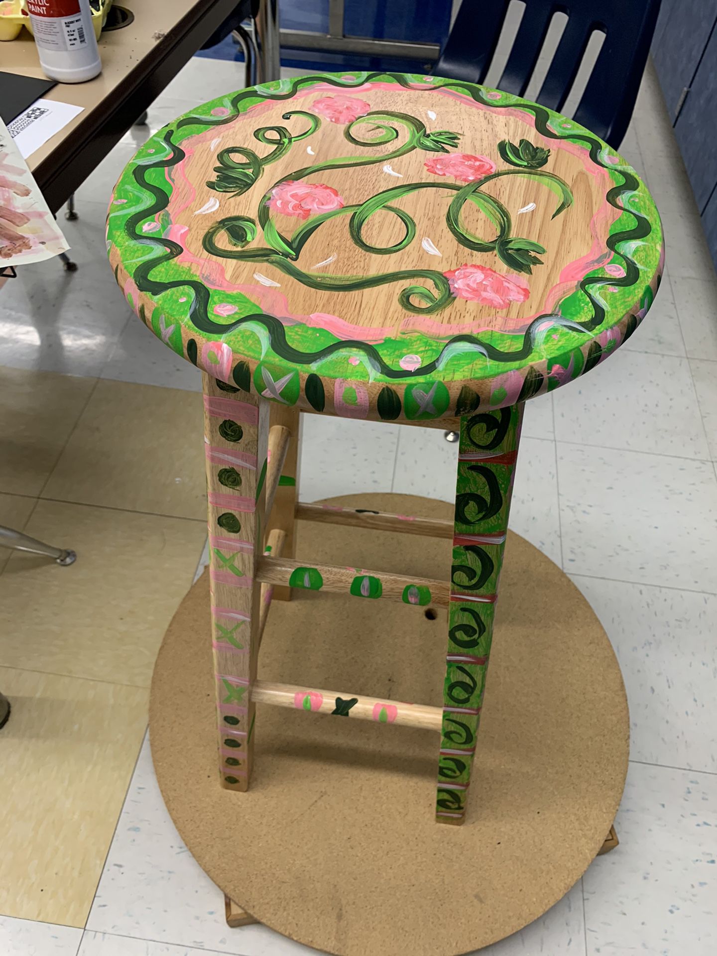Decorated bar stool