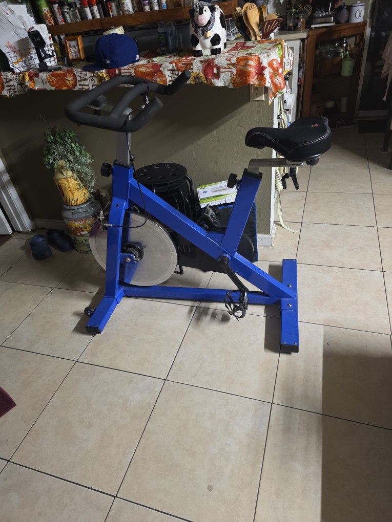 Blue And Sliver With Black Seat Exercise Bikes