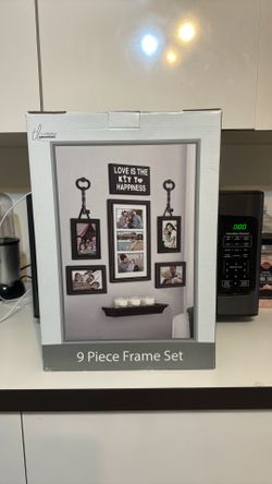 9-Piece Gallery Wall Frame Set with Display Shelf – New in Box
