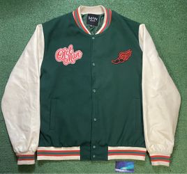 BOOHOOMAN green & orange varsity jacket