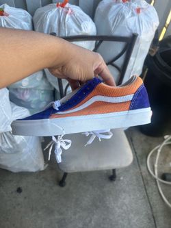 Blue and orange vans