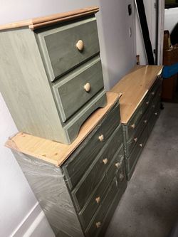 3-Piece Sage Green and Pine Bedroom Set