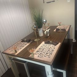 Table with two bench chairs