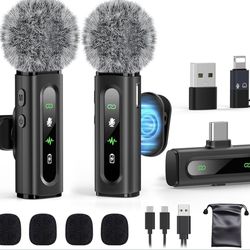 USB C Lavalier Microphone Wireless Mini Mic for Type-C Android Phone/Tablet/PC Video Recording Clip-on Mics with Rotatable Clip&Denoise Recording, Ide