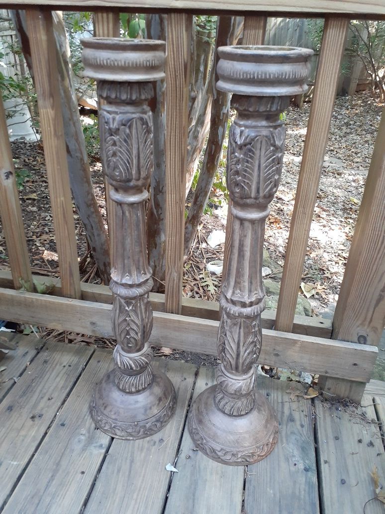 Tall wood candle holders