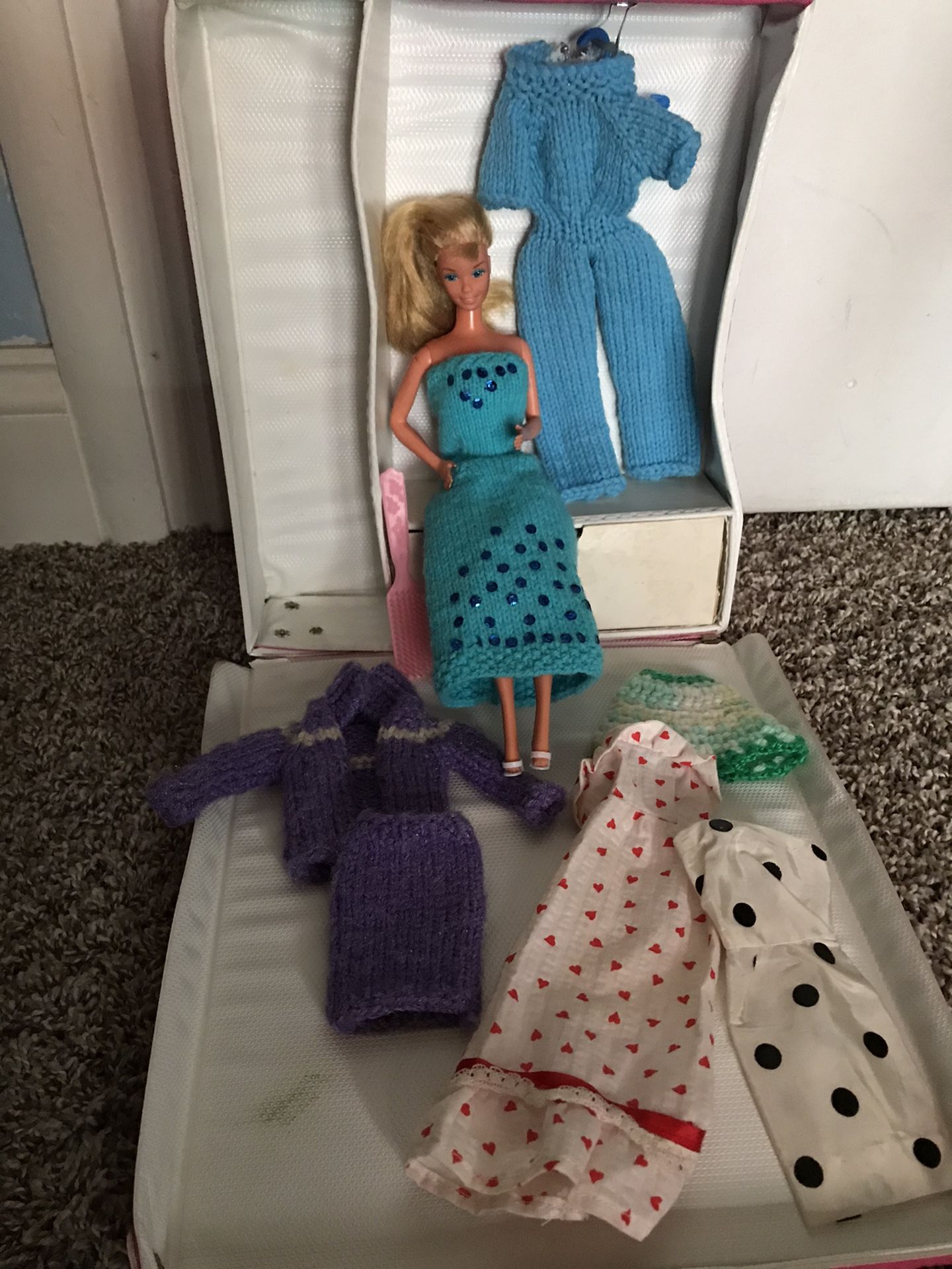 Vintage Barbie With Case And Clothing