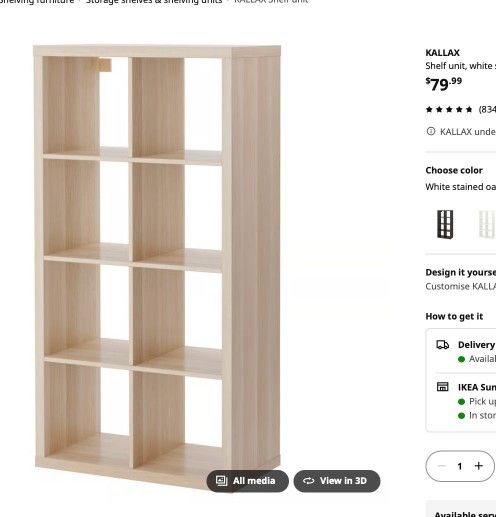 Ikea Cabinet Kalax, Only Shelf, No Inserts