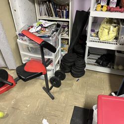 Weight Bench and Weights 