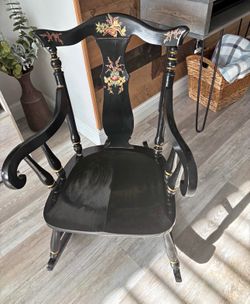 Vintage Hitchcock Style Black Stenciled Rocking Chair – Boston Rocker