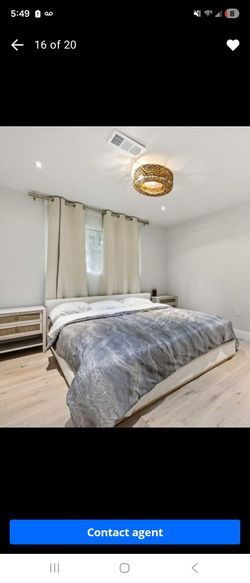 King bed with mattress. Cream color