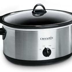Crock-Pot 7 Quart Oval Manual Slow Cooker, Stainless Steel (SCV700-S-BR), Versatile Cookware for Large Families or Entertaining