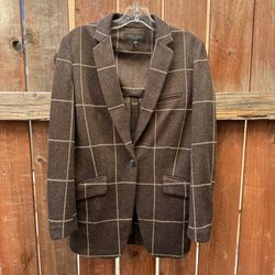 Rag & Bone Margot Checkered Tailored Blazer — Brown, Size 2