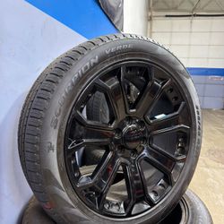 (Set of 4) 22’ Inch WheelsGMC Yukon Sierra Chevy Silverado Tahoe Suburban Cadillac Escalade 22x9 6x139.7 WHEELS & TIRES Pirelli Scorpion Verde ALL SEA