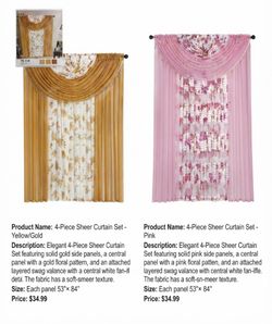 4-Piece Sheer Curtain Set  $34.99 each