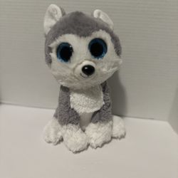 Ty Beanie Boos 2015 SLUSH Husky Puppy Dog 9" Medium Plush Glitter Eyes Blue gray