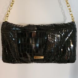 Alfani Black Crocodile Evening Clutch Shoulder Handbag