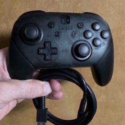 Nintendo Switch Pro Controller Genuine Authentic wireless control for OLED Lite Black Rechargeable + Charging Cable