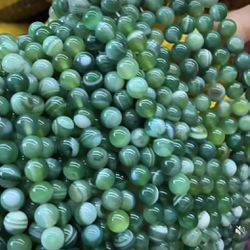 Botswana Green Stripe Agate 10mm Loose Beads (1 strand 15”-16”)