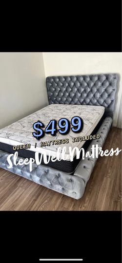 Queen size bed frame with mattress Included