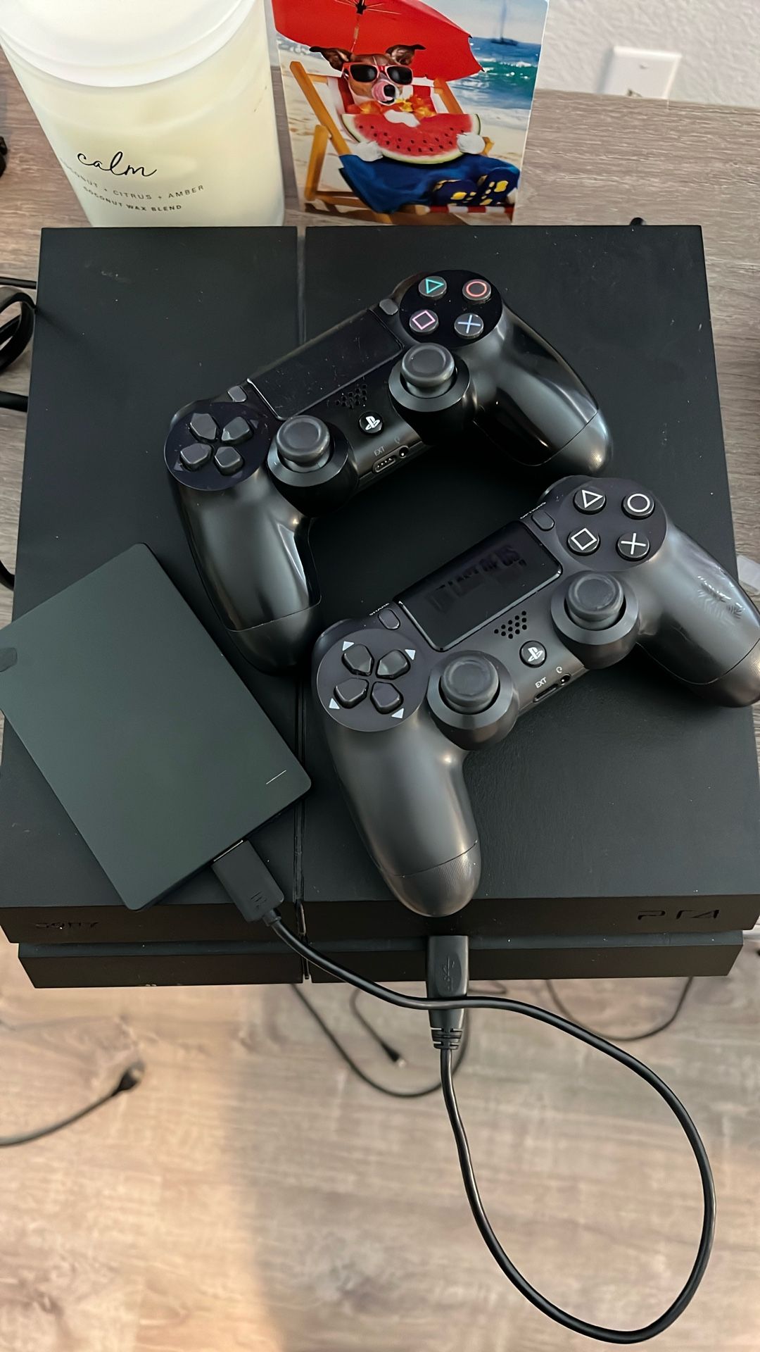 PS4 With 2 Controllers And External Hardrive 2TB