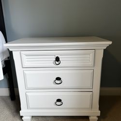 Two White Nightstand Black Hardware