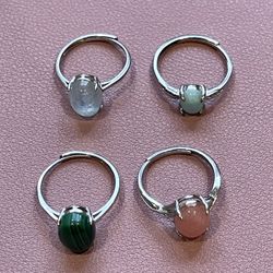 Adjustable Sterling Silver Crystal Rings