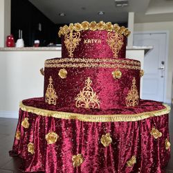 🎉 Pop-Out Burgundy Velvet Cake – Handcrafted Statement Piece! 🎉