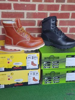 Work Boots (2 Steel Toe/2 Black) All 4 Pair For $130)