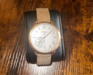 Fossil Q Hybrid Smartwatch Rose Gold Tan Leather