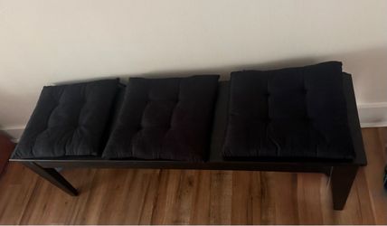 Black Wood Bench with Cushions