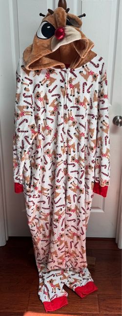 Women's Rudolph the Red-Nosed Reindeer Plush Hooded Onesie XXXL just $10
