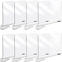 Acrylic Shelf Dividers - 8Pcs Closet Shelf Divider Organizer - Adjustable Separator Clear Dividers for Shelves Wooden, Transparent