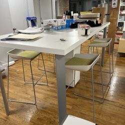 Large Highboy Desk/Table & 5 Stools