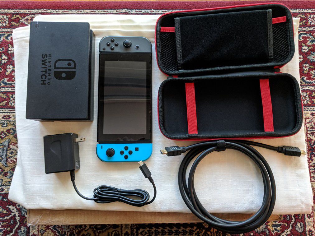 Meetup/Cash Only (NO SHIPPING) Nintendo Switch - Case, Dock, Charger, 2 Games Downloaded