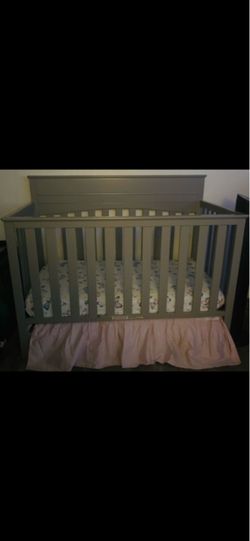 Gray Wooden Baby Crib