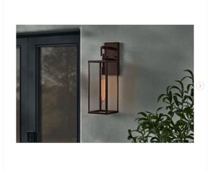 Hampton Bay Porter Hills 19 in. Dark Olde Bronze Hardwired Outdoor Sconce Wall Light Wall Lantern