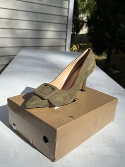 Suede kitten heel buckle pumps size 9 