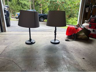 IKEA pull lamps (black & white shades)