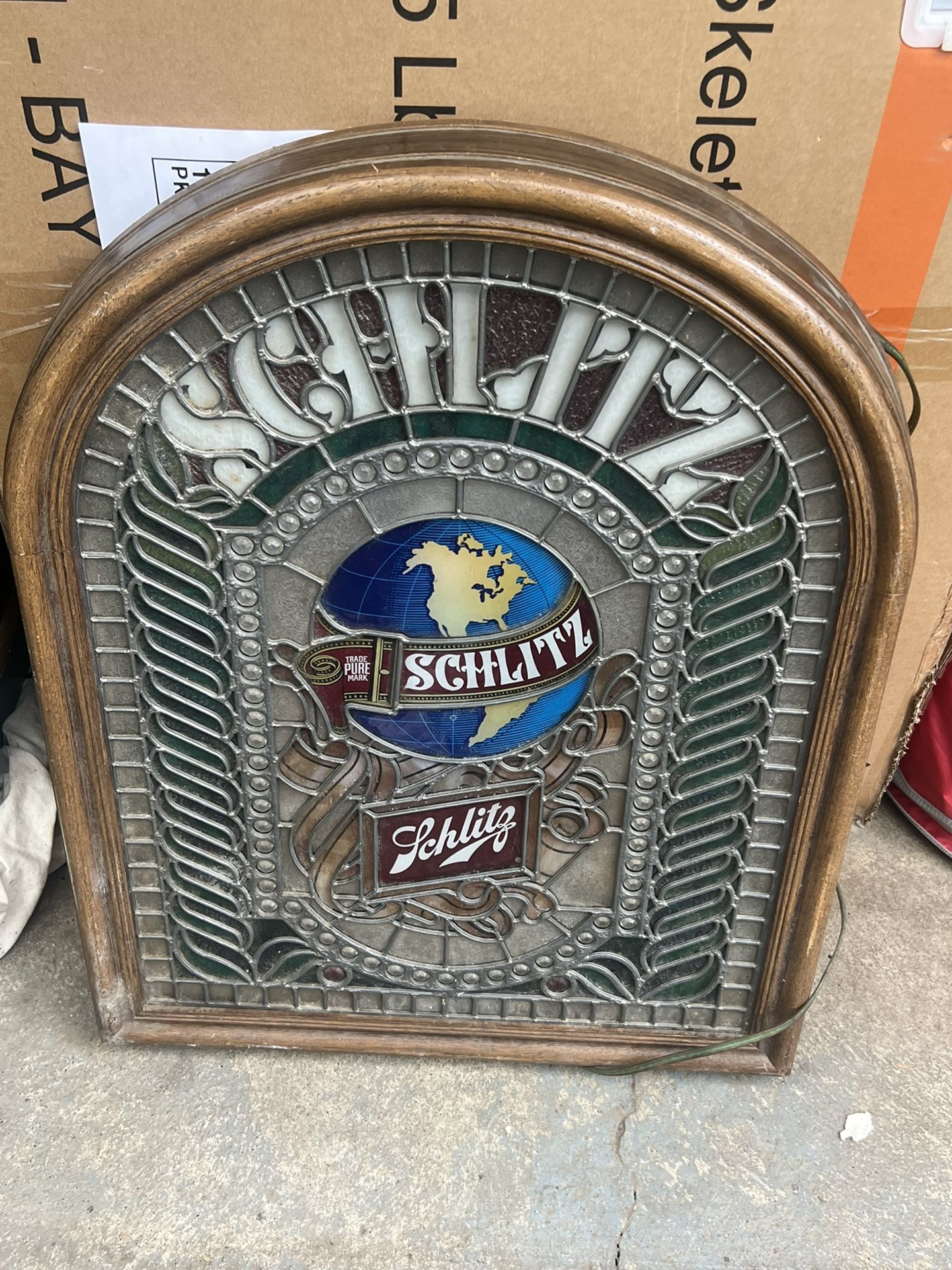 1970’s Schlitz Faux Stained Glass Light