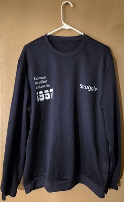 Shein Men's Navy Crewneck Pullover Sweatshirt Long Sleeve Quote Graphic Print L