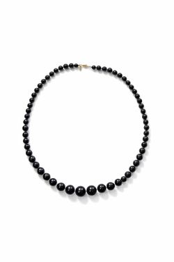 Kenneth Jay Lane Onyx Beaded Necklace – Vintage Gold-Tone Clasp