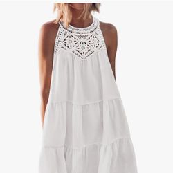 White Halter Summer Dress