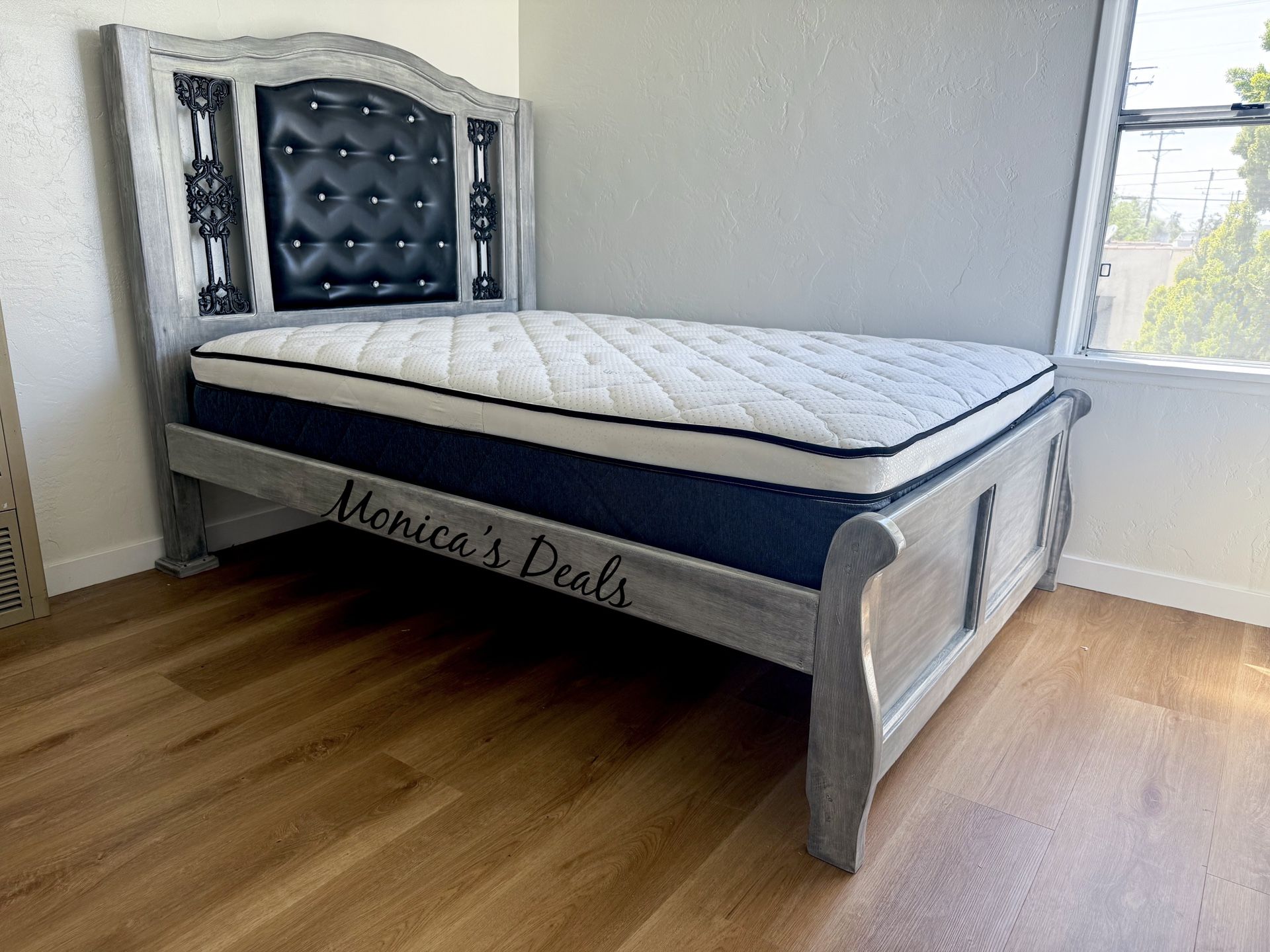 Queen Solid Wood Bed With Mattress $800