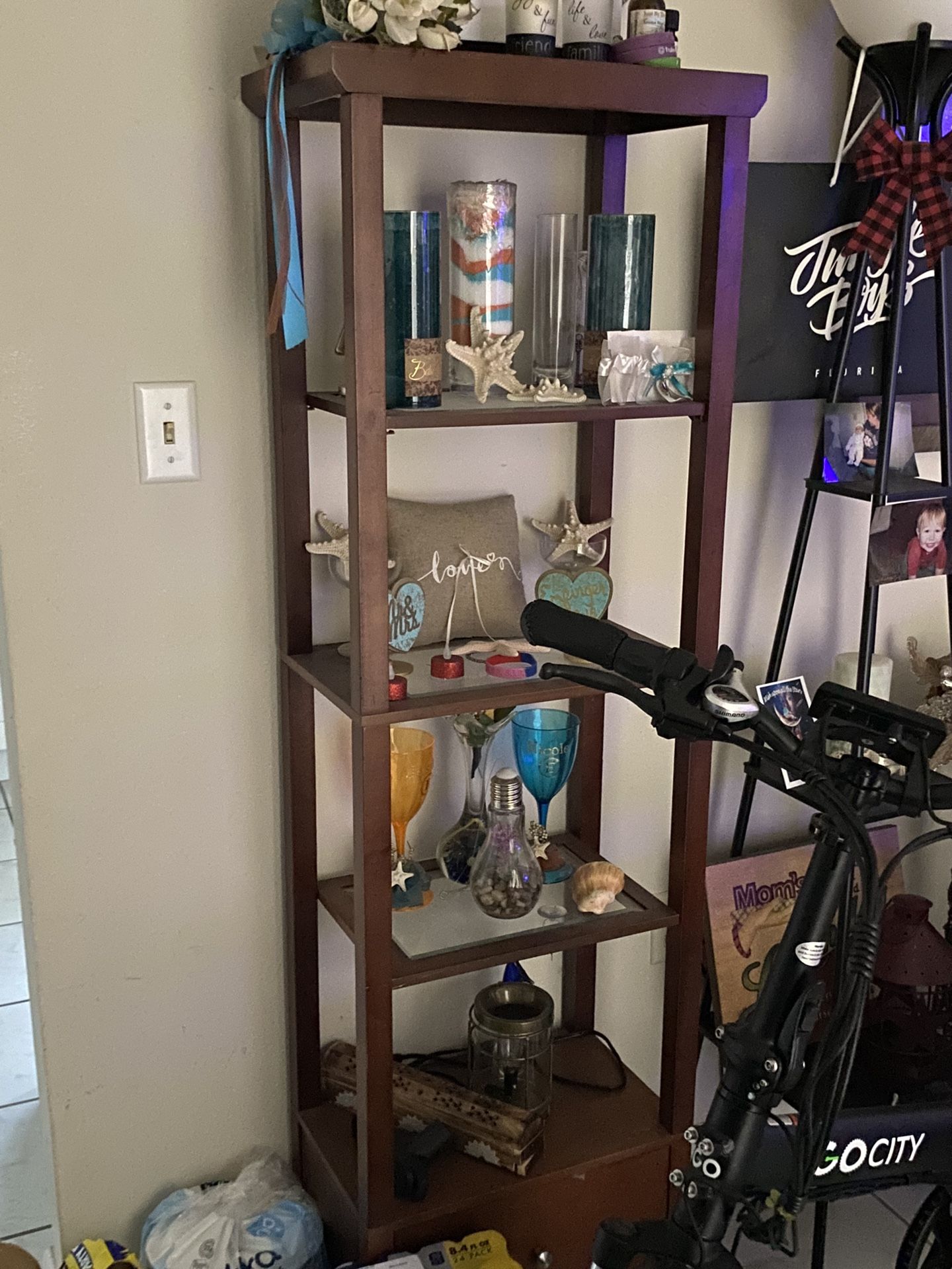 Real Wood Glass Shelving Stand