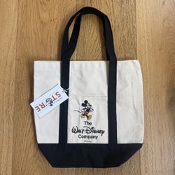 TWDC The Walt Disney Company Black Mini Canvas Tote Bag with Embroidered Mickey